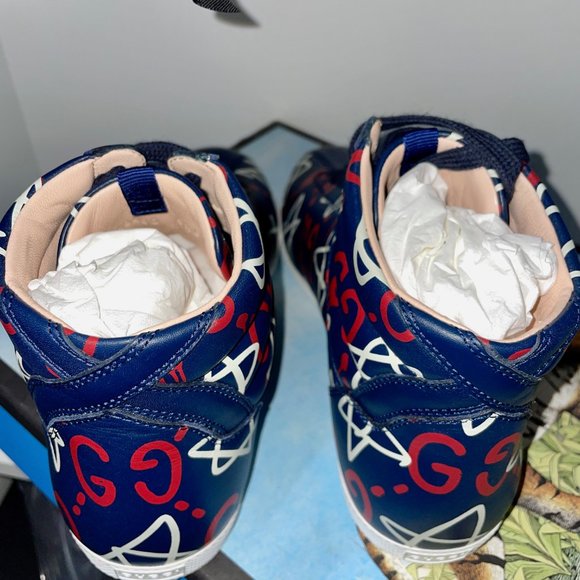 Gucci Ghost Logo High-top Star Leather Sneakers - Picture 9 of 14